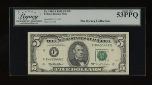 DBR 1995 $5 Atlanta Fr. 1985-F Legacy 53 PPQ Serial F94455448D - Picture 1 of 2