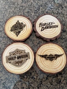Harley Davidson Motorräder Kiefernholz Untersetzer 4er Set Lasergravur - Bild 1 von 7