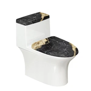 Black Marble Toilet Lid Cover and Seat Cover Set Reusable Replacement Fabric ... - Picture 1 of 6