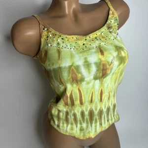 Y2K Beaded Tie Dye Cami Top XS NEORO BIAN Boho Festival Indie Sleaze Rare Green - Picture 1 of 9