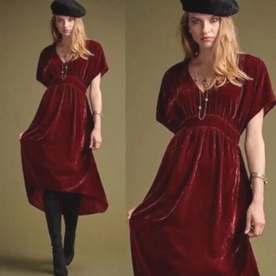 Vestido Cabi Tribute Terciopelo Midi Borgoña Flutter Slv Capricho Boho Navidad S Foto 1 de 4