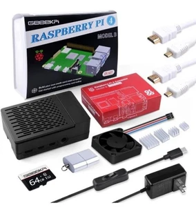 Raspberry Pi 4 Model B 4GB Plastic Case+ 64GB SD Card, Starter Kit  - Picture 1 of 9