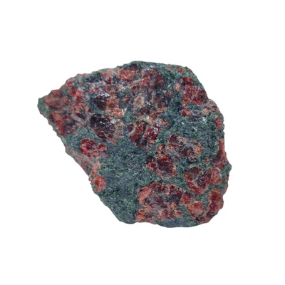 FIRSTONTHESUN Eklogit Rohstein │Unbehandelter Stein │ Schwarz/Roter Kristall │ Natur Edelstein