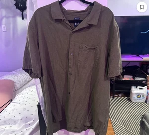 Gap Men's Linen Dark Green Shirt XXL - Picture 1 of 5
