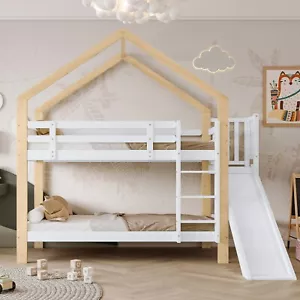 Etagenbett Hochbett 90x200 cm Doppelstockbett mit Rutsche Lattenrost Massivholz - Bild 1 von 11