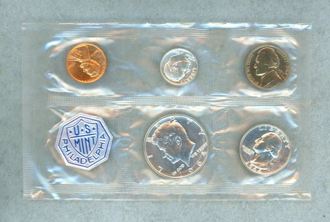 1964 ~ SILVER PROOF SET ~ 5 COINS ~ MINT CELLO Cover