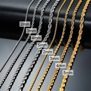 Collar 16/18/20/22/24" para hombre mujer cuerda giratoria cadena eslabón acero inoxidable joyería - Imagen 1 de 15