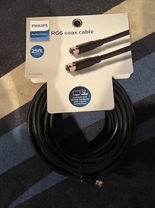 Philips 25 ft (7.6 m) Audio/Video RG6 Coax Cable - Universal - Black - New - Picture 1 of 2