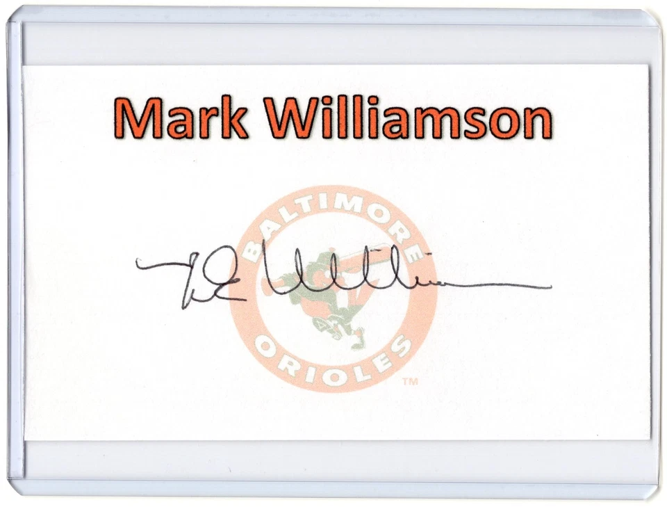 MARK WILLIAMSON MLB Orioles Auto Autographed Signed 3x5 Index Card E - Image 1 of 1