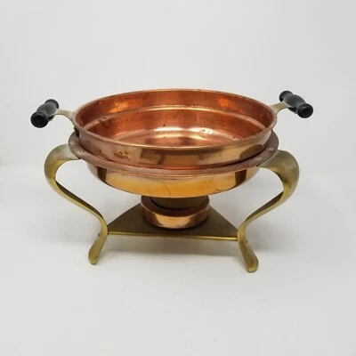VTG Copper Chafing Dish w/ Sterno Holder - No Markings Missing Lid See Pics - Image 1 of 4