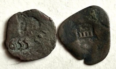 SPAIN FELIPE IV Philip IV (1621-1665) 4 MARAVEDIS COUNTERMARK 1655 PIRATE 2 COIN - Image 1 of 2