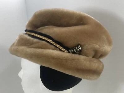 Sombrero cosaco ruso vintage con solapa dorada para hombre grande de piel sintética hecho en Unión EE. UU. Foto 1 de 4