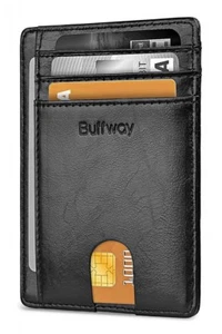 Buffway Slim mini ID holder card case front pocket Leather Wallet for Men Women - Picture 1 of 6