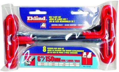 EKLIND 53168 HEX T KEY SET 8 PIECE STEEL RED/BLACK HANDLE NEW FAST SHIP 6782353 - Image 1 of 2