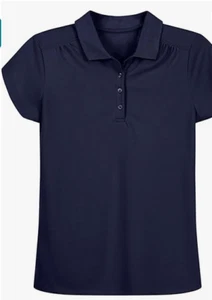 Nautica Girls School Uniform Short Sleeve Polo Shirt Moisture Wicking Navy XS - Picture 1 of 3
