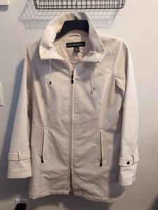 Kristen Blake Coat Women's Small Cream Tan Cinch Neck Raincoat Full Zip - Picture 1 of 15