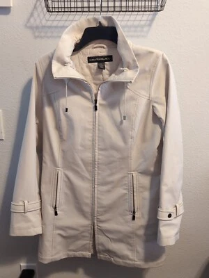 Abrigo Kristen Blake Para Mujer Pequeño Crema Bronceado Cuello Cinchado Impermeable Cremallera Completa Foto 1 de 4