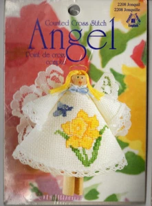 Counted Cross Stitch Kit Clothespin Angel Floral Flower Patterns You Pick  - Picture 1 of 6