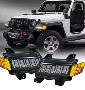 LED SEQUENTIAL TURN LIGHTS & DRL FOR JEEP WRANGLER JL & GLADIATOR JT  SMOKE LENS - Picture 1 of 11