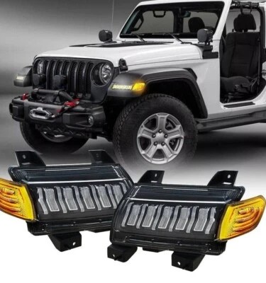 LED SEQUENTIAL TURN LIGHTS & DRL FOR JEEP WRANGLER JL & GLADIATOR JT  SMOKE LENS - Image 1 of 4