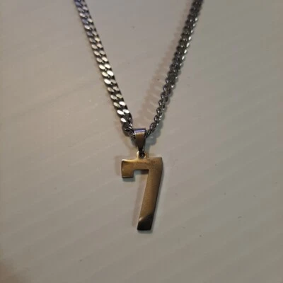 #7 NÚMERO DE FÚTBOL DE BÉISBOL Colgante Dije / COLLAR CADENA INOXIDABLE 18"-24" Foto 1 de 4