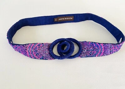 Ceinture bijoux en perles et cuir daim ANTIK BATIK Vintage 1990s - Photo 1/4