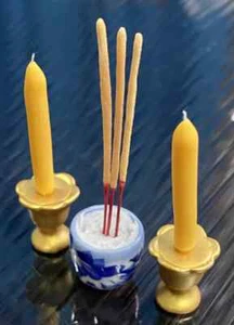 Thai Buddhist Miniature Incense Candle Joss Sticks Altar Table Shelf Pray Clay - Picture 1 of 4