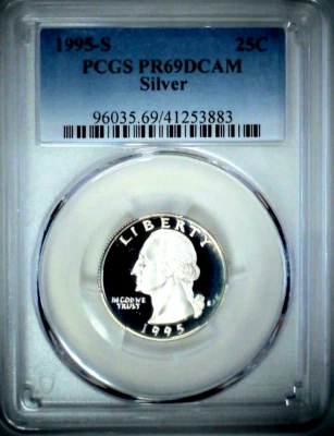 1995-S 25C Washington Quarter PCGS PR69DCAM 90% Silver 23llco0808 - Image 1 of 4