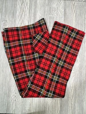 NUEVO CON ETIQUETAS De colección Años 60 70 Rojo Cuadros Cintura Alta Cremallera Botón Acrílico Nylon Mujer Talla 14 Foto 1 de 4