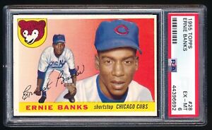 1955 Topps Ernie Banks #28 White Back PSA EX-MT 6 Chicago Cubs A