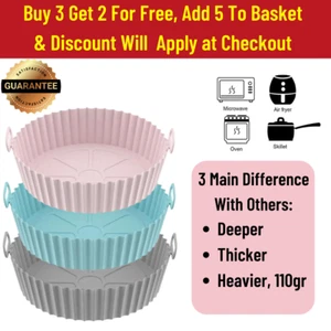 Air Fryer Silicone Pot Baking Basket Oven Non Stick Reusable Liners Microwavable - Picture 1 of 36