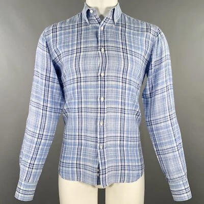 ETRO Size 40 Blue White Plaid Button Down Long Sleeve Shirt - Image 1 of 4