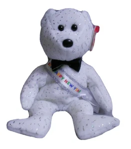Ty Beanie Baby Bear 2007 Happy New Year Silver Strands Retired March 27, 2007 - Picture 1 of 6