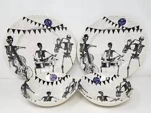Set Of Royal Stafford Halloween Skeleton Band 2 Dinner Plates & 2 Cereal Bowls - Picture 1 of 7