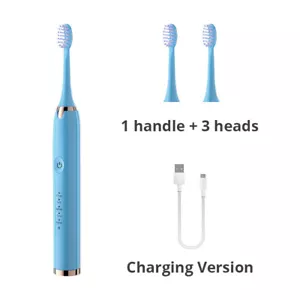 Cepillos de dientes eléctricos sónicos 5 modos USB recargables 3 cabezales de cepillo azul - Imagen 1 de 6