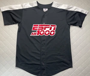 ESPN Baseball Jersey Teamwork Athletic Apparel Men's XL Made in USA Black - Picture 1 of 8