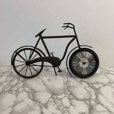 Farmhouse Brown Metal Bicycle Clock CottageCore Americana Home Decor Kitschy - Image 1 of 4