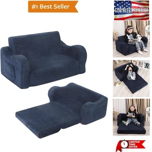 Kids Extra Wide Chairs for Toddler, 2-in-1 Toddler Soft Sherpa Couch Fold Out... - Picture 1 of 7