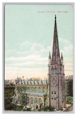 Postcard Trinity Church, NYC NEW YORK Exterior Religion c1910s Antique UNP - Image 1 of 2