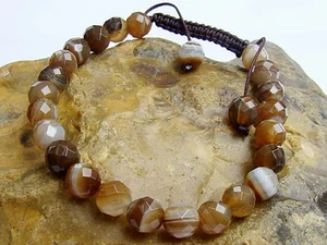 Pulsera de piedras preciosas naturales todas las cuentas facetadas de café ágata de 8 mm - Imagen 1 de 4