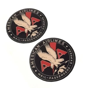 Vintage American Airlines Luggage Mail Stickers Decals Set of Two - 3" Diameter - Bild 1 von 2