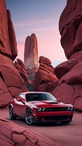 Red Dodge Challenger Super Car Poster A3 size 29.7x42cm Semi-Gloss poster only - Picture 1 of 1