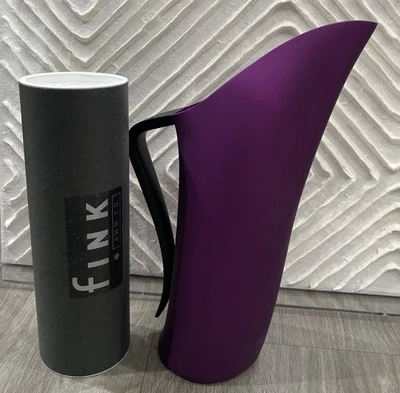 Fink & Co. стакан / кувшин и 4 чашки фиолетовый атлас и лоток алюминия MCM - Изображение 1 из 4