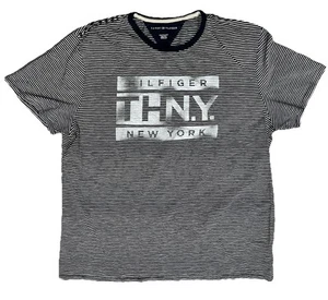 Tommy Hilfiger Camiseta Para Hombre 2XL Azul Marino Blanco Rayas Regular THNY Informal Camiseta - Imagen 1 de 12