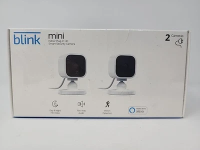 Blink Mini Indoor Plug-In HD Smart Security Camera - Pack of 2 New Sealed Box - Image 1 of 4