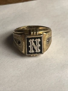 Rechteckiger N Ring 10 Karat Gold Filled - Bild 1 von 8