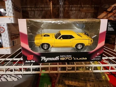 Auto Plus 1:25 Scale Plymouth 1970 ‘Cuda (1st) First Gear Diecast Car Yellow - Image 1 of 4