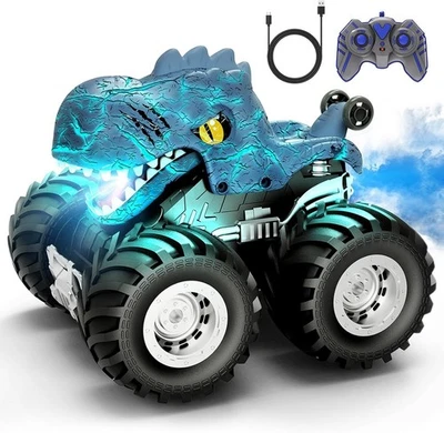 RC Dinosaur Car 360° Spin w/ Spray Lights Sound Kids Remote Control Toy 2.4GHz - Image 1 of 4