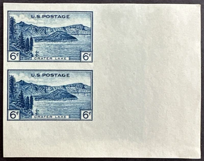 US 1935 Sc# 761 Wide Margin Corner Pair Imperf MNGAI 6 Cents Crater Lake Oregon - Image 1 of 2