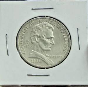 1918 US Lincoln Commemorative Half 50c Unc - Picture 1 of 2